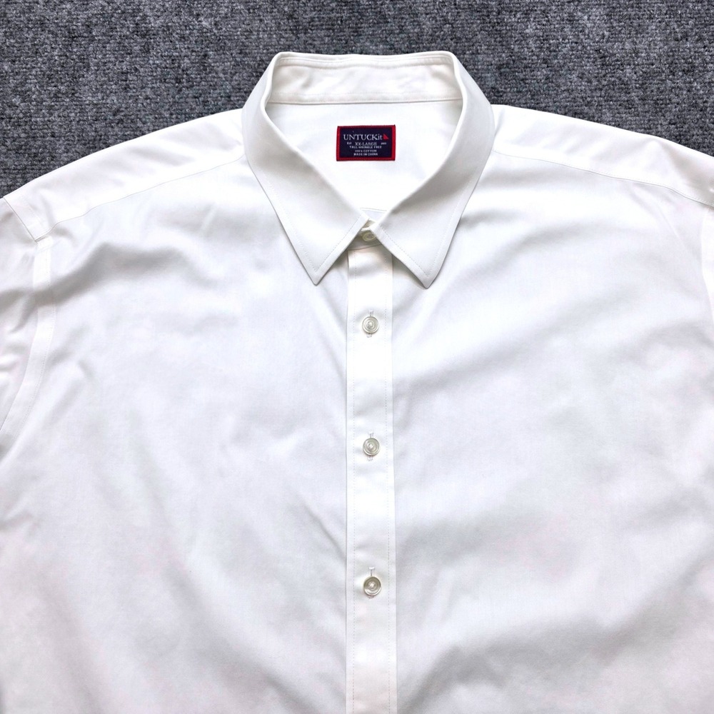 UNTUCKit Men's XXL Tall White Wrinkle Free Cotton Long Sleeve Button Down Shirt - Picture 7 of 14
